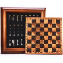 Conjunto de xadrez AMEROUS de madeira de 35 cm com peças de metal e armazenamento