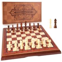 Conjunto de xadrez AMEROUS Magnetic Wooden 15" com 2 rainhas extras