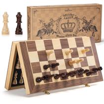 Conjunto de xadrez ASNEY Upgraded Magnetic 15" de madeira para crianças e adultos