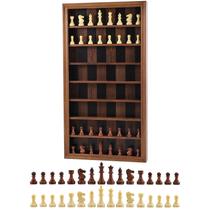Conjunto de xadrez de jogo de tabuleiro montado na parede Wahartoly Wooden Burnt