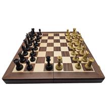 Conjunto de Xadrez de Madeira BESTCHIC com Tabuleiro Dobrável de 46 cm