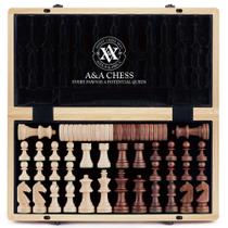 Conjunto de xadrez e damas A&A dobrável de madeira 38x38cm com rei de 7,6 cm
