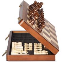 Conjunto de xadrez ELONGDI 15 de madeira com peças magnéticas para adultos e crianças