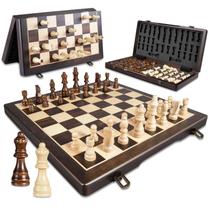 Conjunto de xadrez ELONGDI Magnetic Wooden para adultos e crianças