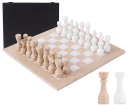 Conjunto de Xadrez em Mármore 15" com Caixa de Armazenamento Conjunto de Xadrez em Mármore 15" com Caixa de Armazenamento