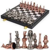 Conjunto de xadrez Kvintes em metal de estilo egípcio com tabuleiro de 15 polegadas