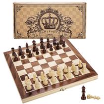 Conjunto de Xadrez Magnético de Madeira Amerous 30x30cm - Para Crianças Acima de 6 Anos