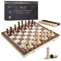 Conjunto de xadrez magnético de madeira de 38 cm dobrável com armazenamento para adultos Conjunto de xadrez magnético de madeira de 38 cm dobrável com armazenamento para adultos