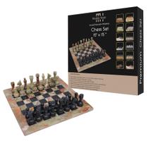 Conjunto de xadrez Marble Hives Green & Black 38x38cm com tabuleiro de 32 peças