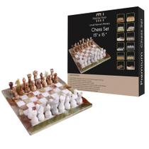 Conjunto de xadrez Marble Hives Green & White 38x38cm com tabuleiro de 32 peças