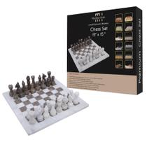 Conjunto de xadrez Marble Hives White & Grey 38x38cm com tabuleiro e peças