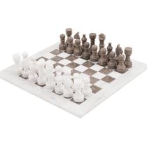 Conjunto de xadrez Radicaln Marble 38cm branco e cinza Oceanic para adultos
