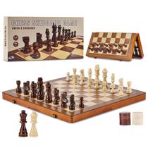 Conjunto de xadrez VEVOR Magnetic Wooden 38cm com jogo de damas Conjunto de xadrez VEVOR Magnetic Wooden 38cm com jogo de damas