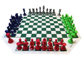 Conjunto de xadrez WE Games para quatro jogadores com tapete de xadrez de vinil enrolável
