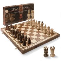 Conjunto de xadrez Wegiel Grand Royal de madeira de 46 cm para adultos e crianças