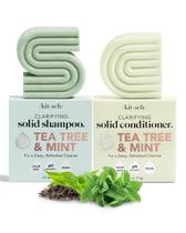 Conjunto de xampu e condicionador Kitsch Tea Tree & Mint, seguro para colorir o cabelo, sem desperdício, vegano, ecológico, feito nos EUA, para todos os tipos de cabelo, sem parabenos, sem sulfato