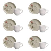 Conjunto de Xícara de Cafezinho com Pires 06 Peças Bio Campestre Porto Brasil Conjunto de Xícara de Cafezinho com Pires 06 Peças Bio Campestre Porto Brasil