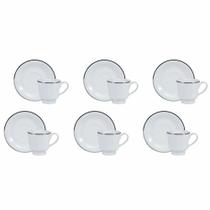 Conjunto de Xícara de Cafezinho com Pires 06 Peças Itamaraty Prata Schmidt Conjunto de Xícara de Cafezinho com Pires 06 Peças Itamaraty Prata Schmidt