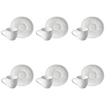 Conjunto de Xícara de Cafezinho com Pires 06 Peças Orgânico New White Porto Brasil