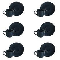 Conjunto de Xícara de Cafezinho com Pires 06 Peças Orgânico Night Blue Porto Brasil Conjunto de Xícara de Cafezinho com Pires 06 Peças Orgânico Night Blue Porto Brasil