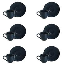Conjunto De Xícara De Cafezinho Com Pires 06 Peças Orgânico Night Blue Porto Conjunto De Xícara De Cafezinho Com Pires 06 Peças Orgânico Night Blue Porto