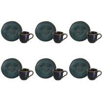 Conjunto De Xícara De Cafezinho Com Pires 06 Peças Orgânico Oceano Porto Brasil Conjunto De Xícara De Cafezinho Com Pires 06 Peças Orgânico Oceano Porto Brasil