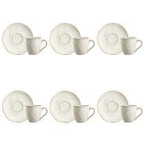 Conjunto de Xícara de Cafezinho com Pires 06 Peças Orgânico Vanilla Porto Brasil