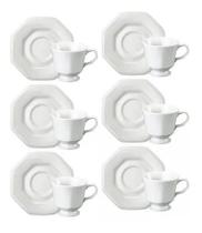 Conjunto de Xícara de Cafezinho com Pires 06 Peças Prisma Schmidt Conjunto de Xícara de Cafezinho com Pires 06 Peças Prisma Schmidt