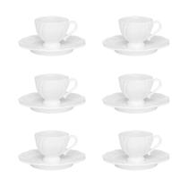 Conjunto de Xícara de Cafezinho com Pires 06 Peças Soleil White Oxford