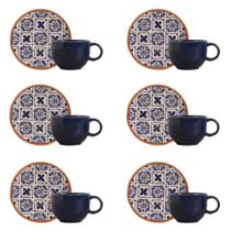 Conjunto de Xícara de Chá com Pires 06 Peças Coup New Asteca Porto Brasil Conjunto de Xícara de Chá com Pires 06 Peças Coup New Asteca Porto Brasil
