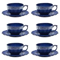 Conjunto de Xícara de Chá com Pires 06 Peças Flora Amor-Perfeito Oxford Conjunto de Xícara de Chá com Pires 06 Peças Flora Amor-Perfeito Oxford