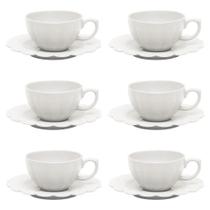 Conjunto de Xícara de Chá com Pires 06 Peças Flora Camélia Oxford Conjunto de Xícara de Chá com Pires 06 Peças Flora Camélia Oxford