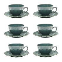 Conjunto de Xícara de Chá com Pires 06 Peças Flora Hortência Oxford Conjunto de Xícara de Chá com Pires 06 Peças Flora Hortência Oxford