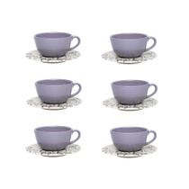 Conjunto de Xícara de Chá com Pires 06 Peças Lilac Oxford