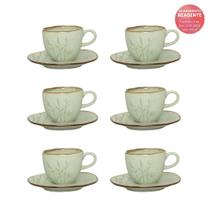 Conjunto de Xícara de Chá com Pires 06 Peças Ryo Bambu Oxford