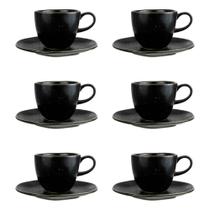 Conjunto de Xícara de Chá com Pires Ryo Volcano Porcelana Preto Oxford