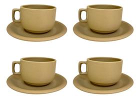 Conjunto de Xícara de Chá Rustico 4 Peças Cerâmica 200ml - Várias Cores