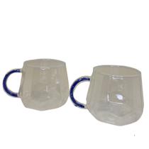 Conjunto de Xícaras Borossilicato Alça Azul Conjunto de Xícaras Borossilicato Alça Azul