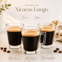 Conjunto de Xicaras Cafe Cappuccino Lungo 3 Peças 130ml Conjunto de Xicaras Cafe Cappuccino Lungo 3 Peças 130ml