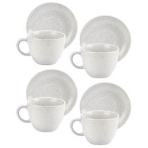 Conjunto De Xícaras Com Pires 8 Peças Branco 210Ml