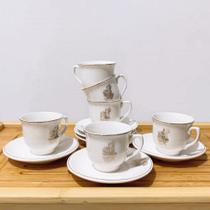 Conjunto De Xicaras Com Pires De Cafe Porcelana Xicara Branca Kit 12 Pecas Luxo Cerâmica Conjunto De Xicaras Com Pires De Cafe Porcelana Xicara Branca Kit 12 Pecas Luxo Cerâmica