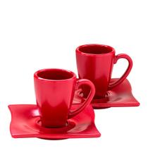 Conjunto de Xícaras com Pires Elegance 80ml 2 Peças Vermelho Policarbonato Linha Profissional Cook Conjunto de Xícaras com Pires Elegance 80ml 2 Peças Vermelho Policarbonato Linha Profissional Cook