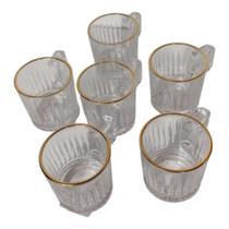 Conjunto de Xicaras de Cafe Lyor Deli Diamond com Fio de Ouro 90ml Vidro 6 peças