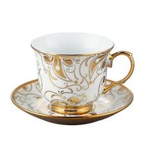 Conjunto de Xícaras de Café Wokex TeMug Luxury Porcelain - Design Floral Dourado