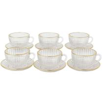 Conjunto de Xícaras de Chá 230ml 6 Pçs Borda Dourada -Quanhe
