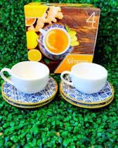 Conjunto de Xícaras de Chá Alleanza em Cerâmica 4 Peças 250ml