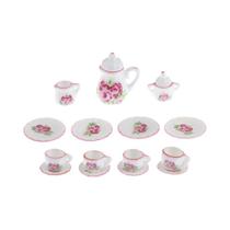 Conjunto De Xícaras De Chá De Cerâmica De Porcelana Em Miniatura, 15 Peças, Para Casa De Bonecas