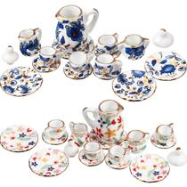 Conjunto de xícaras de chá de porcelana em miniatura Dollhouse Geiserailie 2x Conjunto de xícaras de chá de porcelana em miniatura Dollhouse Geiserailie 2x