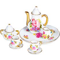 Conjunto de xícaras de chá Dollhouse Skylety Miniature Porcelain em escala 1:12
