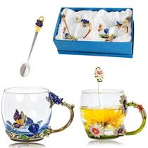 Conjunto de xícaras de chá DUMVOIN Caneca de café de vidro com colher para amantes de chá